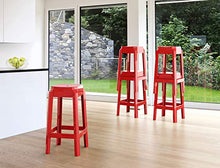 Load image into Gallery viewer, Compamia Fox 30&quot; Polycarbonate Patio Bar Stool in Glossy Red (Set of 2)
