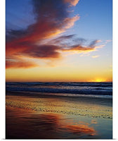 GREATBIGCANVAS Entitled Sunset and Clouds Over Pacific Ocean Poster Print, 45