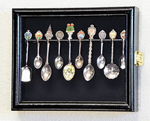 Load image into Gallery viewer, 10 Spoon Display Case Cabinet Wall Mount Rack Holder w/98% UV Protection Lockable, Black
