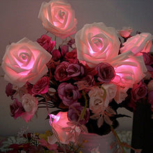 Load image into Gallery viewer, Pink 20 LED Rose Flower Lights Lamp Garden Party Decorative Lights by 24/7 store
