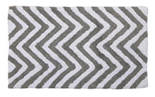 Load image into Gallery viewer, WARISI - 2 Piece Chevron Pedestal Collection - Designer Plush, Cotton Bath Rug and Contour, 34 x 21 and 21 x 21(Grey White)
