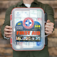 Load image into Gallery viewer, First Aid Kit Hard Red Case 326 Pieces Exceeds OSHA and ANSI Guidelines 100 People - Office, Home, Car, School, Emergency, Survival, Camping, Hunting, and Sports
