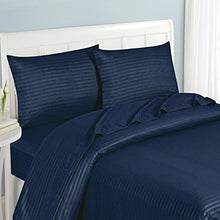 Load image into Gallery viewer, Fashion Street Micro Fiber 4-Piece Striped Sheet Set, King, Navy Blue
