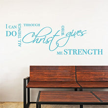 Load image into Gallery viewer, All Things Through Christ Strength Wall Sticker Bible Quote Popular Removable Vinyl Religious Jesus Words Decal (Geyser Blue, 9x36 inches)
