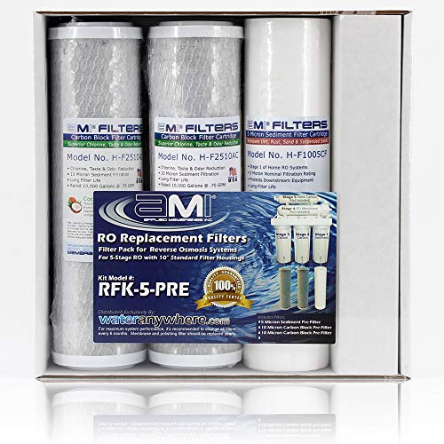 AMI Reverse Osmosis Filter Replacement | Pre Filter Set | For 5 Stage Water Filtration Systems (Pre-Filters Only Set)