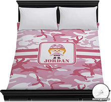 Load image into Gallery viewer, RNK Shops Pink Camo Duvet Cover - Full/Queen (Personalized)

