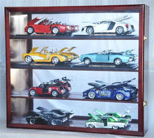 Load image into Gallery viewer, 1/18 Scale Diecast Display Case Cabinet Holder Rack w/ UV Protection- Lockable with Mirror Back, Black
