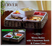 Load image into Gallery viewer, Sam&#39;s West Multi Use Server Woven Basket with 5 Stoneware Bowls &amp; Cotton Liner
