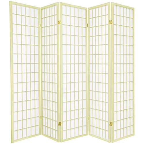 Oriental Furniture 6 ft. Tall Window Pane - Special Edition - Ivory - 5 Panels