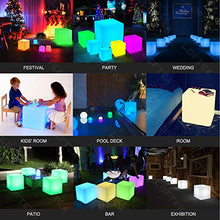 Load image into Gallery viewer, LOFTEK LED Light Cube: 16-inch 16 RGB Colors Cube Chair with Remote, Rechargeable Cool Stools, IP65 Waterproof Glow Furniture Perfect for Kid&#39;s Room, Party, Nursery, Pool Deck, Bar
