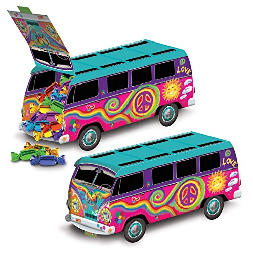 Club Pack of 12 Groovy Colored 60's Bus Party Centerpiece Decorations 9.75
