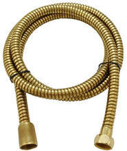 Load image into Gallery viewer, 69&quot; Metalic Shower Hose, All Metal Interlock Shower Hose with Brass Conical Nuts, by PlumbUSA (Polish Brass)
