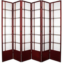 Load image into Gallery viewer, Oriental Furniture 7 ft. Tall Double Cross Shoji Screen - Rosewood - 6 Panels
