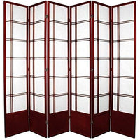 Oriental Furniture 7 ft. Tall Double Cross Shoji Screen - Rosewood - 6 Panels