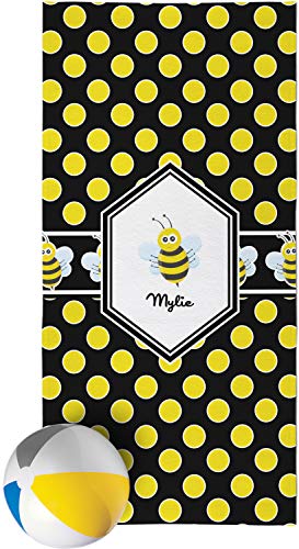 RNK Shops Bee & Polka Dots Beach Towel (Personalized)