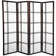 Load image into Gallery viewer, Oriental Furniture 5 ft. Tall Double Cross Shoji Screen - Walnut - 4 Panels
