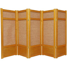 Load image into Gallery viewer, Oriental Furniture 4 ft. Tall Low Jute Shoji Screen - 5 Panel - Honey

