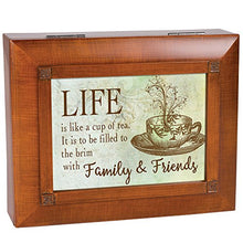 Load image into Gallery viewer, Life Like Cup Tea Filled to Brim Woodgrain Embossed Tea Storage Jewelry Box
