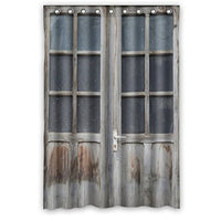 Damaged Wooden Door with Windows Waterproof Polyester Fabric Shower Curtain 48 by 72
