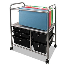 Load image into Gallery viewer, Letter/Legal File Cart w/Five Storage Drawers, 21-1/8 x 15-1/4 x 28-3/8, Black - AVT34100
