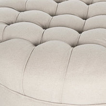 Load image into Gallery viewer, Safavieh Home Collection Clara Taupe Round Tufted Ottoman
