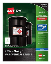 Load image into Gallery viewer, Avery Ultra Duty GHS Chemical Labels for Pigment Inkjet Printers, Waterproof, UV Resistant, 8.5 x 11 (60521)
