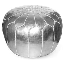 Load image into Gallery viewer, IKRAM DESIGN Moroccan Pouf Ottoman Color: Silver
