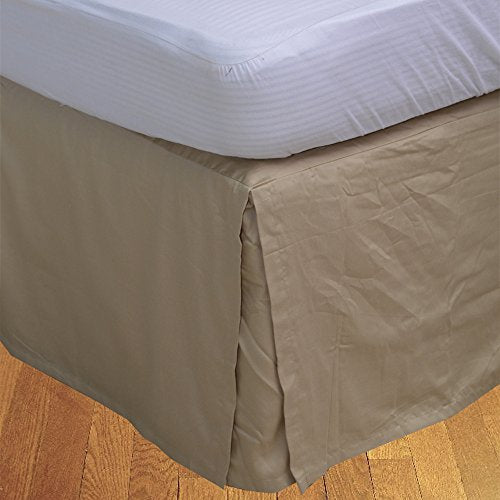 BRIGHTLINEN 1PCs Box Pleated Bed Skirt (Taupe, Twin, Drop Length 12in) 100% Egyptian Cotton 500 Thread Count