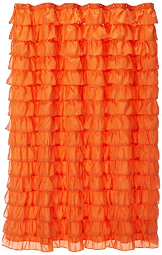 Ruffled Orange Fabric Shower Curtain