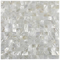 White Square Groutless Pearl Shell Tile 1 sq.ft