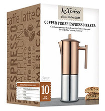 Load image into Gallery viewer, Le&#39;xpress Stainless Steel Copper Effect Espresso Coffee Maker 600ml Gift Boxed
