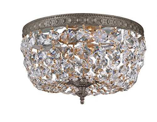 Crystorama 710-EB-CL-I Two Light Flush Mount, English Bronze Finish with Italian Clear Crystal