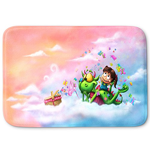 DiaNoche Designs Memory Foam Bath or Kitchen Mats by Tooshtoosh - Butterflies Picnic in the Sky, Large 36 x 24 in