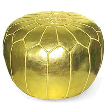 Load image into Gallery viewer, Ikram Design Moroccan Pouf, 20-Inch by 13-Inch, Gold
