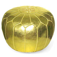 Ikram Design Moroccan Pouf, 20-Inch by 13-Inch, Gold