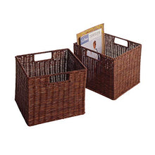 Load image into Gallery viewer, Winsome Wood Leo Wood 4 Tier Storage Shelf with 4 Small Rattan Baskets
