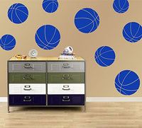 Boys Room Basketball Wall Decals - Room Decor for Kids Removable Sports Stickers [Set of 9] (Dark Blue, 30x30 inches)