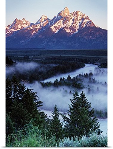 GREATBIGCANVAS Entitled Mist Over Snake River, Sunrise Light, Grand Teton National Park, Wyoming Poster Print, 40
