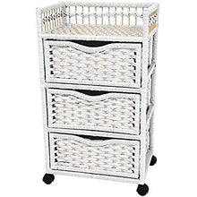 Load image into Gallery viewer, Oriental Furniture 31&quot; Natural Fiber Chest of Drawers on Wheels - White
