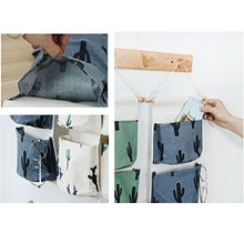 Load image into Gallery viewer, OPOO Fabric Wall Door Closet Hanging Storage Bag Small Cotton Hanging Pocket Door Hanging Organizer 3 Pockets
