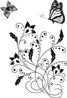 Decals - Butterfly Insect Flower Swirl Outdoor Scene Bedroom Bathroom Living Room Picture Art Mural - Size 24 Inches X 48 Inches - Vinyl Wall Sticker - 22 Colors Available