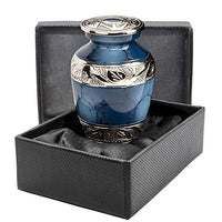 Heavenly Peace Dark Blue Small Keepsake Urn for Human Ashes - Qnty 1 - Beautiful Classic Sharing Urn with Case
