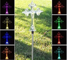 Load image into Gallery viewer, Florals Solar Cross Light, Solar Powered Garden Decor Stake Color Changing Yard LED Outdoor Landscape Light
