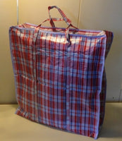 Set of 4 Extra-Large Plastic Checkered Storage Laundry Shopping Bags W. Zipper & Handles Size 23