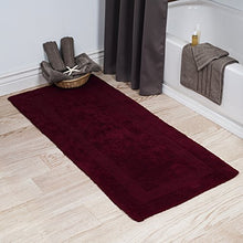 Load image into Gallery viewer, Cotton Bath Mat- Plush 100 Percent Cotton 24x60 Long Bathroom Runner- Reversible, Soft, Absorbent, and Machine Washable Rug by Lavish Home (Burgundy)
