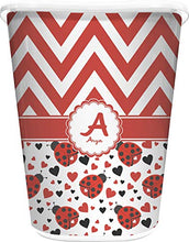 Load image into Gallery viewer, RNK Shops Ladybugs &amp; Chevron Waste Basket - Single Sided (White) (Personalized)
