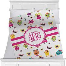 Load image into Gallery viewer, YouCustomizeIt Girly Monsters Minky Blanket - Twin/Full - 80&quot;x60&quot; - Single Sided (Personalized)
