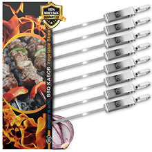 Load image into Gallery viewer, ValdoHome BBQ Stainless Steel Kabob Skewers for Barbecue Stick Grilling, 16 Inch Long with Metal Sliding Handle (8)
