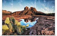GREATBIGCANVAS Entitled Cathedral Rocks with Reflection at Sunset in Sedona, Arizona Poster Print, 60