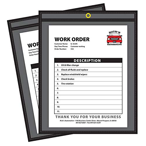 C-Line Shop Ticket Holders, Stitched, One Side, 9 x 12 Inches, 25 per Box (45912), Clear/Black
